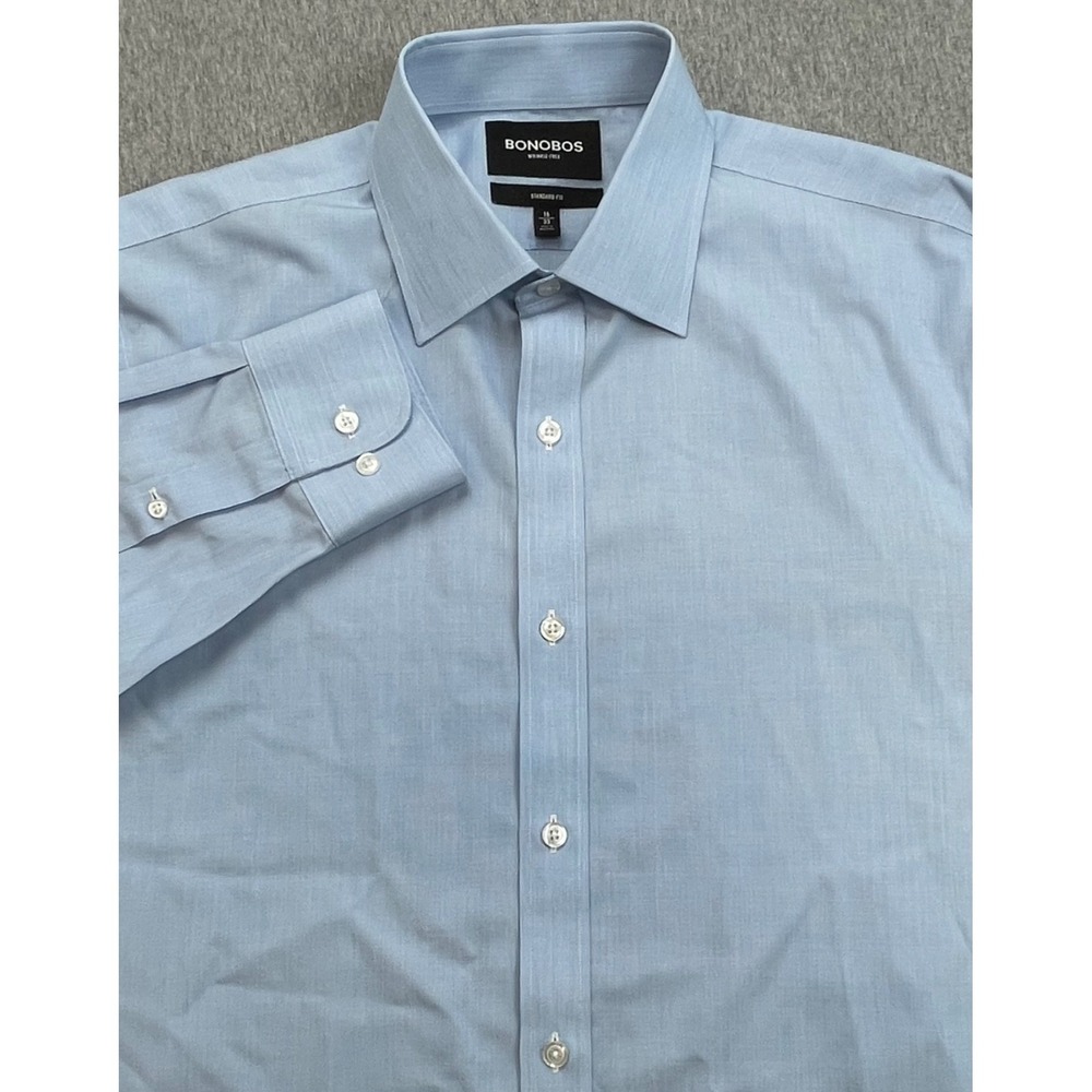 Bonobos Shirt Mens 16 - 33 Blue 100% Blue Standard Fit Button Up